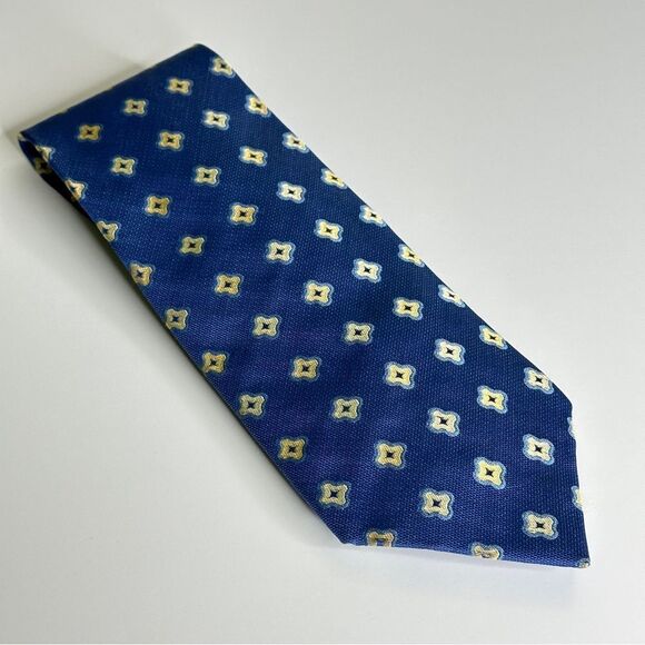 Michael Newell Vintage Tie 100% Silk‎ made in Italy Blue w/Star like pattern - Picture 1 of 5